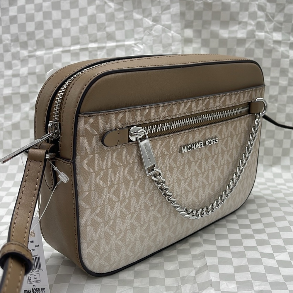MICHAEL KORS Jet Set Lg Ombré Signature Logo EW Crossbody East West 
Husk 
NWT - Picture 4 of 10